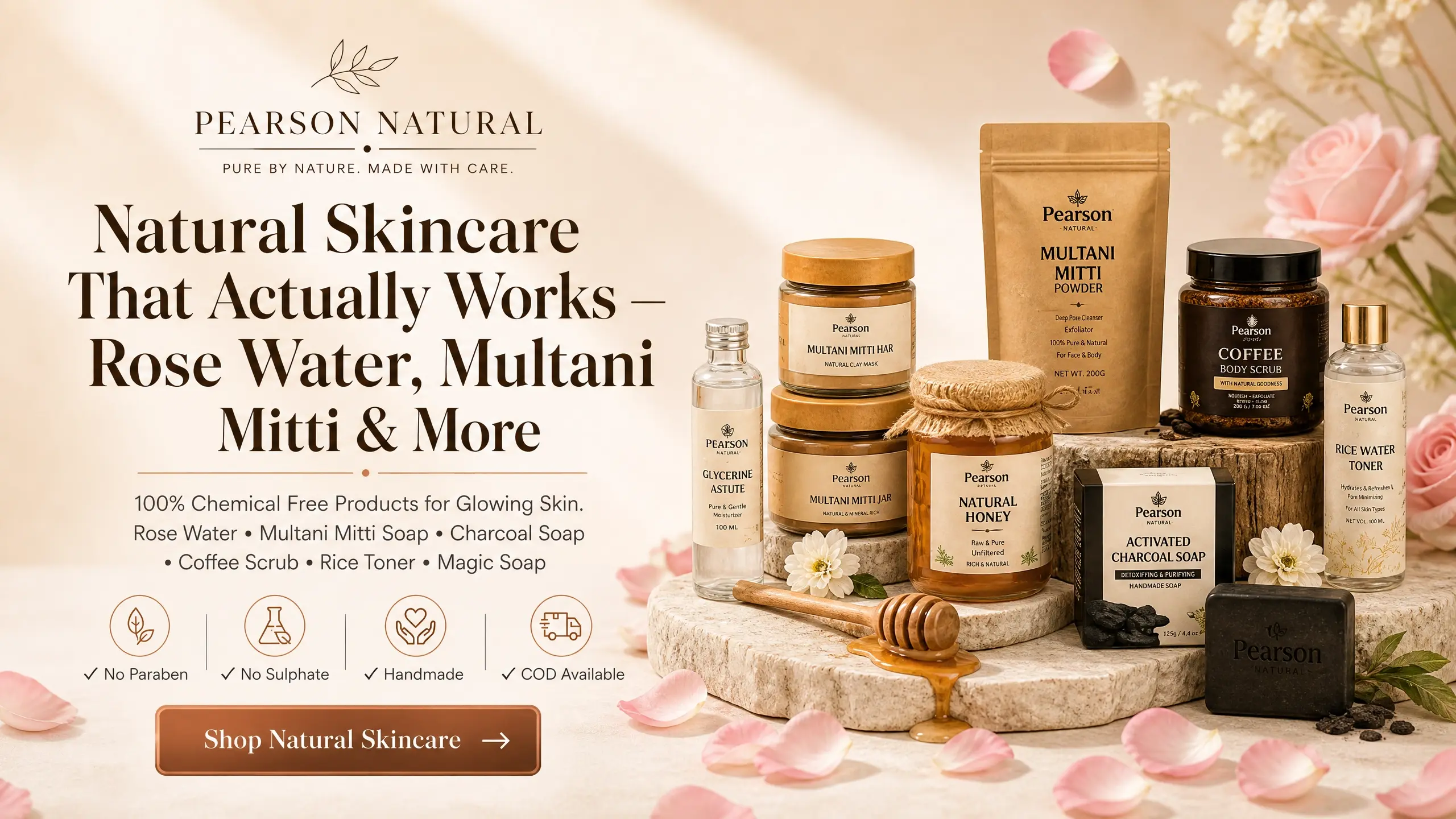 glow with multani miiti rose water and magic soap